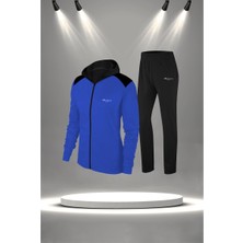 Poseidon Storm Battal Beden Kadın Mavi Supra Penye Kumaş Günlük Sporcu Yürüyüş Eşofman Takımı Seti  (4XL-10XL)