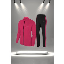 Poseidon Storm Büyük Beden Kadın Fuşya Supra Penye Kumaş  Rahat Eşofman Takımı (4XL-10XL)