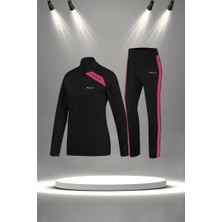 Poseidon Storm Büyük Beden Kadın Siyah Supra Penye Kumaş Mevsimlik Eşofman Takımı  (4XL-10XL)