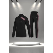 Poseidon Storm Büyük Beden Kadın Siyah  Supra Penye Kumaş Her Mevsim Yürüyüş Koşu Eşofman Seti  (4XL-10XL)