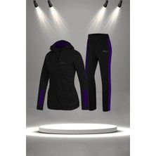 Poseidon Storm Battal Beden Kadın Siyah Supra Penye Nefes Alabilen Kumaş Şık Eşofman Takımı  (4XL-10XL)