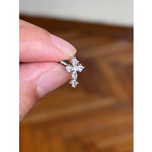 Rupen Kraft 316 Cerrahi Çelik Tragus Helix Kıkırdak Conch Minimal Baget Taşlı Haç Piercing