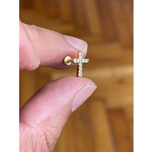 Rupen Kraft 316 Cerrahi Çelik Tragus Helix Kıkırdak Conch Minimal Taşlı Haç Piercing