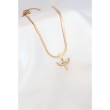 Callerrons Accessories  Mikail Figür Zirkon Taş Detay Gold Renk Çelik Italyan Zincir Kadın Kolye