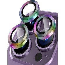 Apple iphone 15 Pro Max Kamera Lensi Koruma Camı Safir Metal Çerçeveli Hd Derin Mor Koruma Lensi