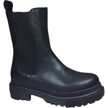 Ortopedikal al Womenly Style 2004 Kadın Siyah Lastikli Bot Suni Deri