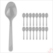 Süsle Bebek ve Parti Plastik Kaşık, 24 Adet - Gümüş