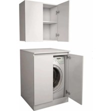 BANYO ÜST DOLAPLI ÇAMAŞIR-KURUTMA MAKİNASI DOLABI TAKIMI - MDF - KULPSUZ SOFTLY TAKIM mo8