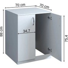 ÇAMAŞIR MAKİNASI ALT DOLABI - MDF- 2 KAPAKLI KULPLU DOLAP mo10
