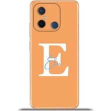 Cupcase Xiaomi Redmi 12C Kılıf Silikon Esnek Kamera Koruma Kişiye Özel Isim Harf Zao Turuncu - E