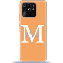 Cupcase Xiaomi Redmi 10C Kılıf Silikon Esnek Kamera Koruma Kişiye Özel Isim Harf Zao Turuncu - M