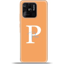 Cupcase Xiaomi Redmi 10C Kılıf Silikon Esnek Kamera Koruma Kişiye Özel Isim Harf Zao Turuncu - P