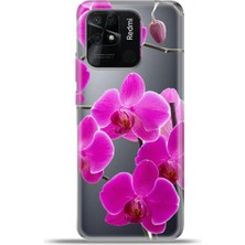 Cupcase Xiaomi Redmi 10C Kılıf Esnek Silikon Kamera Koruma 4K Desenli Özel Tasarım - Mor Orkide