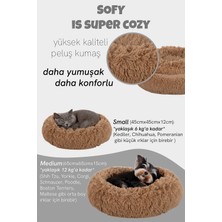 Jungo Pets Sofy, Donut Şeklinde Sakinleştirici Etkili, Yüksek Kaliteli, Peluş Kedi ve Köpek Yatağı