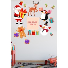 Crevidi Sevimli Noel Baba ve Arkadaşlar Yıl Başı Cocuk Odası Duvar Stickeri