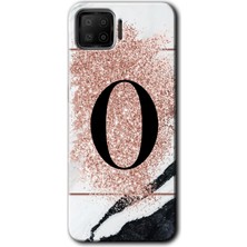 Gramaphone Oppo A73 Kılıf Hd Desen Baskılı Arka Kapak + Kırılmaz Cam - Pembe Mermer Desenli O Harfi