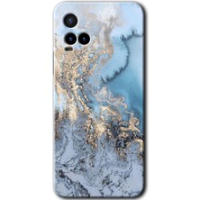 Gramaphone Vivo Y21S Kılıf Hd Desen Baskılı Arka Kapak + Kırılmaz Cam - Eski Mermer