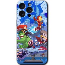 Gramaphone Apple iPhone 15 Pro Max Pro Uyumlu Kılıf Hd Desen Baskılı Arka Kapak + Kırılmaz Cam - Avengers Cartoon