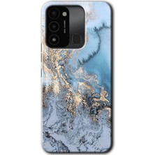 Gramaphone Tecno Spark 8c Kılıf Hd Desen Baskılı Arka Kapak + Kırılmaz Cam - Eski Mermer