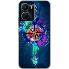 Gramaphone Vivo Y16 Kılıf Hd Desen Baskılı Arka Kapak + Kırılmaz Cam - Gizemli Pusula