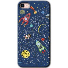 Gramaphone Apple iPhone 7 Kılıf Hd Desen Baskılı Arka Kapak + Kırılmaz Cam - Kedi Galaksi