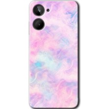 Gramaphone Realme 10 4g Uyumlu Kılıf Hd Desen Baskılı Arka Kapak + Kırılmaz Cam - Pembe-Duman