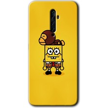 Gramaphone Oppo Reno 2z Kılıf Hd Desen Baskılı Arka Kapak + Kırılmaz Cam - Sünger Bob