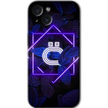 Gramaphone Apple iPhone 15 Uyumlu Kılıf Hd Desen Baskılı Arka Kapak + Kırılmaz Cam - Dark Neon Yaprak Ö Harfi