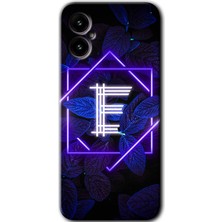 Gramaphone Omix X5 Kılıf Hd Desen Baskılı Arka Kapak - Dark Neon Yaprak E Harfi