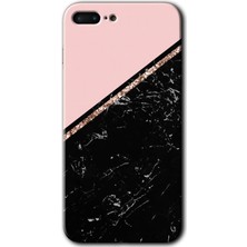 Gramaphone Apple iPhone 7 Plus Kılıf Hd Desen Baskılı Arka Kapak + Kırılmaz Cam - Yarım Mermer