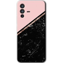Gramaphone Vivo V23 5g Kılıf Hd Desen Baskılı Arka Kapak + Kırılmaz Cam - Yarım Mermer