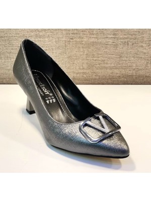 Swell Soft 2018 Kadın Tokalı 6 cm Kadeh Ökçeli Stiletto Platin