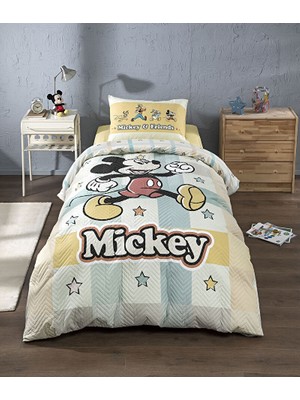 Özdilek Kapitoneli Lisanslı Fitted Çarşaflı Tek Kiş Nev Tk Complete Set-Mickey Mouse Sarı