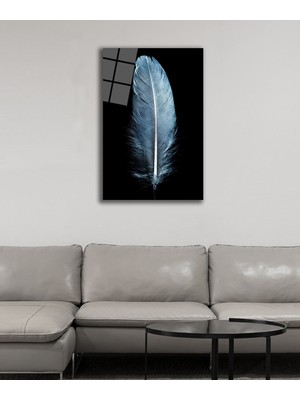 Bay Çağrı Mavi Tüy Temperli Cam Tablo