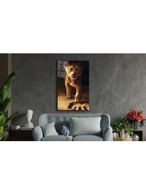 Bay Çağrı Aslan Hayvan Temperli Cam Tablo