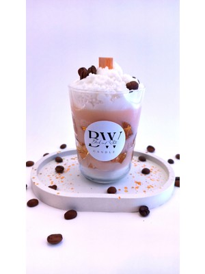 Black And White Candle Ice Coffee Mocha Candle Dekoratif Kahve Kokulu Mum ve Sunum Tepsisi