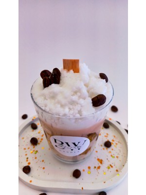 Black And White Candle Ice Coffee Mocha Candle Dekoratif Kahve Kokulu Mum ve Sunum Tepsisi