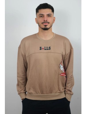 Daniel Milano Erkek Sıfır Yaka Bulls Sweatshirt Kahverengi