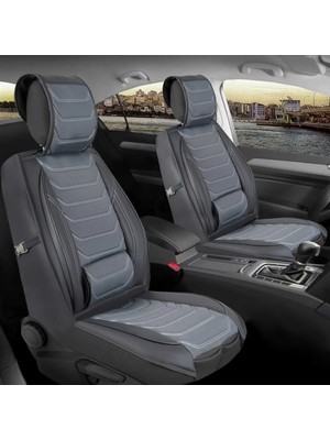 Ack citroen C-Elysee Uyumlu Yarı Deri Oto Koltuk Kılıfı Ön-Arka Set Anka Füme