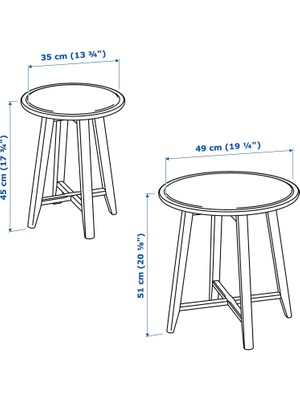 IKEA 2 Li  Takım Yan Sehpa Seti Meridyendukkan Siyah Renk Yuvarlak Servis-Salon Sehpa