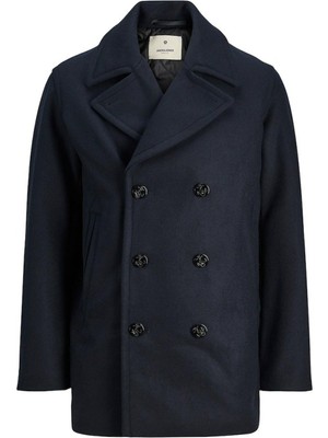 Jack & Jones Lacivert Blucaptaın Wool Pea Coat Erkek Kaşe Kaban L Beden Şık Tasarım 12239479