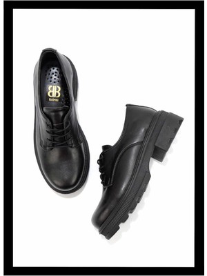 Bambi Siyah  Kadın Oxford Ayakkabı K01179745709