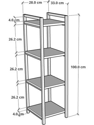 Furnature Design Metal Ahşap Dekoratif Çok Amaçlı Raf 4 Katlı Banyo Mutfak Rafı Çiçeklik Organizer Atlantik Çam