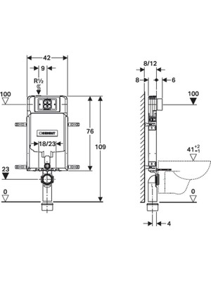 Geberit Gömme Rezervuar Alpha 8cm Kombifix 110.174.00.1 + Geberit 616.004.21.1 Stop Valf