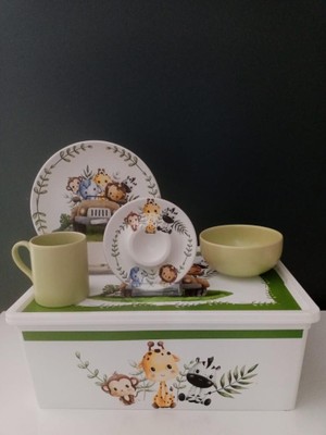 Keramika Zuzu 4 Parça Eğlenceli Mama Takımı Seramik Malzeme ile 10 Lt Saklama Kutusu Hediyeli