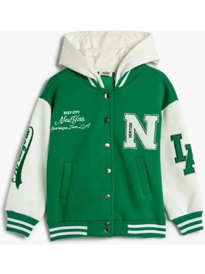 Koton Kız Çocuk Yeşil Mont Düz Desenli 4WKG10057AK Kısa Kol Midi Model