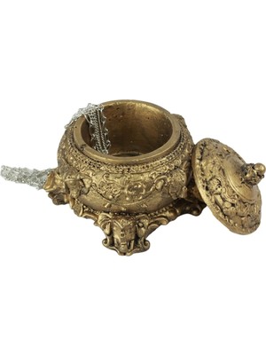 Evene Dekoratif Kase Takı Kutusu Yüzük Kolye Kutusu Mum Tabağı Takı Organizer Kapaklı Model