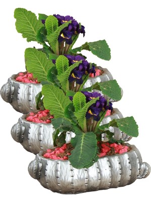 Kaktüs Saksı Dünyası El Yapımı Saksı Seti Premium Kalite 3 Adet Dekoratif Saksı Model 3