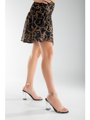 Daxtors D855 Garantili Kadın Klasik Topuklu Şeffaf Bant Şeffaf Topuklu Ayakkabı