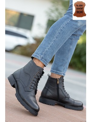 Daxtors Garantili D4002 Hakiki Deri Soğuk Geçiremez Kışlık Erkek Bot